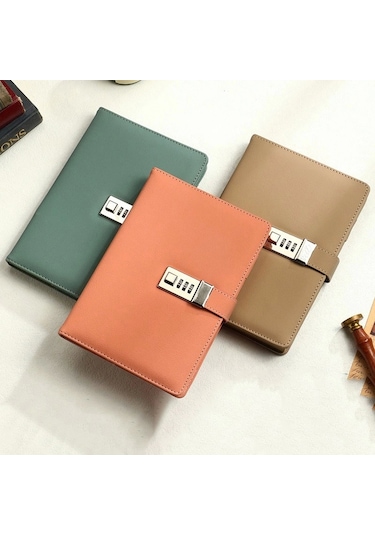 Kilitli Ajanda Günlük Not Defteri Notebook Açık Kahverengi İthal Ürün Kahve