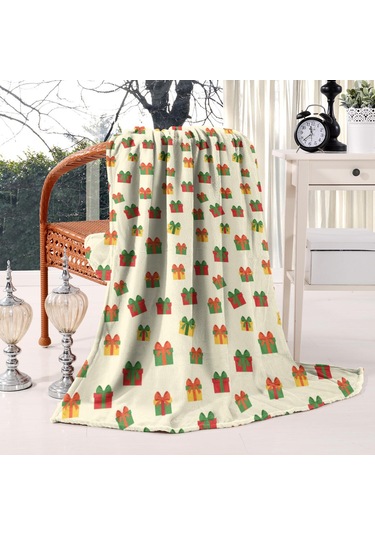Noel Desenli 60x80 İnç Polar Battaniye, Yumuşak, Hafif Ve Kalın, Erkek, Kadın Ve Çocuk İçin Noel Hediye Kurdele