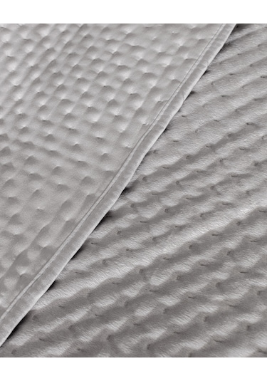 Madame Coco Boulogne Çift Kişilik Kadife Yatak Örtüsü - Gri Gri