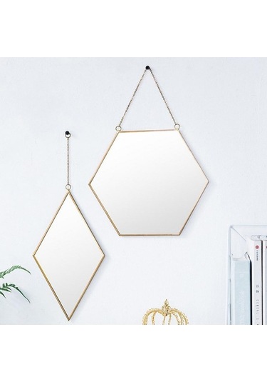 Pazly Suntek İskandinav Ferforje Duvar Duvar Boyama Banyo Ayna Altın 001 Ec Ahşap