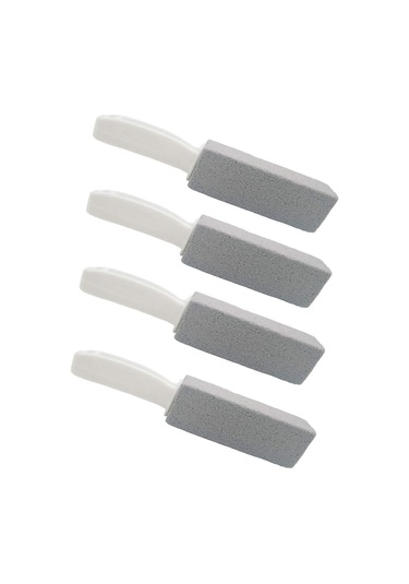 Konesam 4 Adet El Tutuculu Magma Taşı Temizlik Seti - Isıya Dayanıklı, Pp Kollü, 5.3x1.6x1.6 Cm Boyutlu Gri
