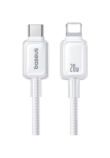 Baseus Crystal 2m Usb-c - İp Pd 20w Hızlı Şarj Kablosu Nyion Örgülü Veri Kablosu, Ay Beyazı