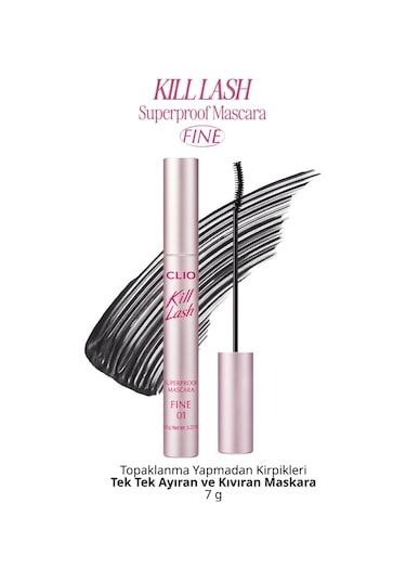Clıo Kill Lash Superproof Mascara Fine 01 Vanilla Black