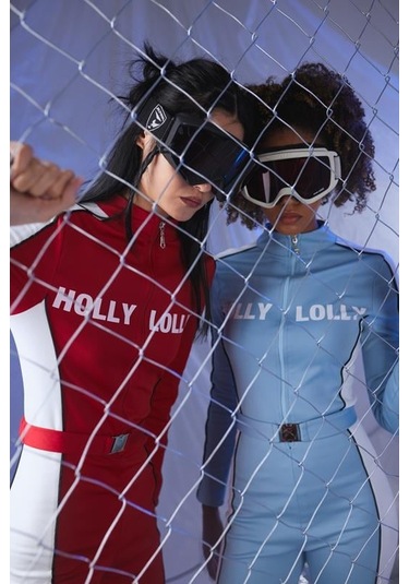 Kemer Detaylı Şardonlu Holly Lolly Logolu Özel Kar Snowy Tulum Kırmızı