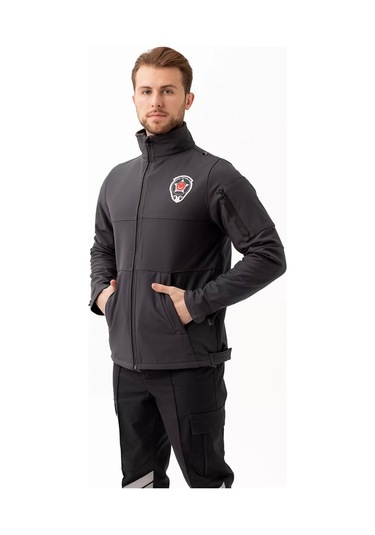 Kışlık İş Güvenliği Softshell Mont Kıyafetleri Rüzgar Geçirmez Nefes Alabilen Montu Füme