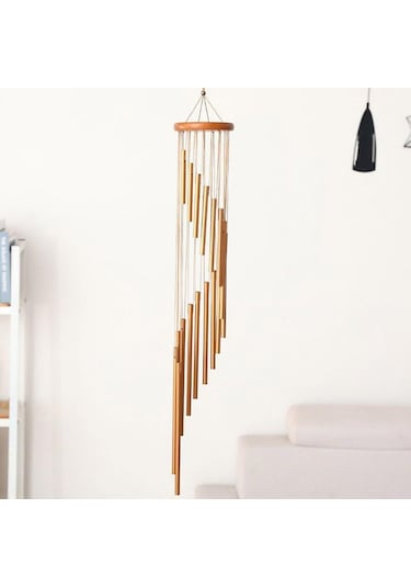 Altın 12 Tüp Rüzgar Çanı Çan Tüpleri Bahçe Ev Dekorasyonu