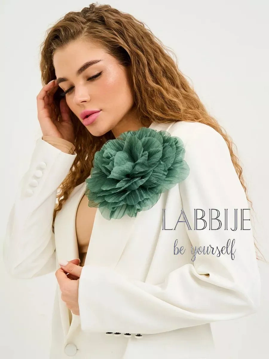 Labbıje Büyük Broş Kumaş Çiçek Fiyonk 216118727 Yeşil