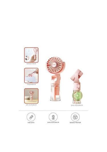 Torima F-13 Pembe Şarjlı Mini Masa Fan Vantilatör