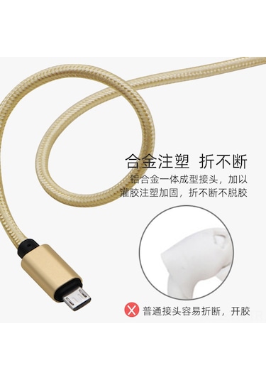 Vkemall Hızlı Şarjlı Dayanıklı Nylon Örgü Usb-c Kablosu - 2 Metre, Ve Android Uyumlu, Zarif Tasarım