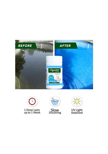 Hfambition Halka Suyu Temizleyici Tabletler 100 Adet - Alg Kontrolü, Saf Su, Güneş Işığına Dayanıklı - 1 Haftada Kristal Şeffaf Havuz