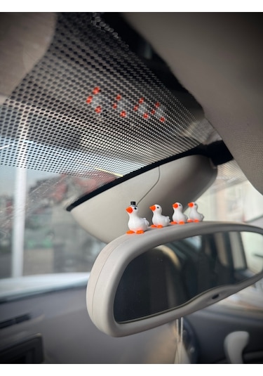 4 Parça Sevimli Kaz Ailesi Dikiz Aynası Süsü - Ayna Süsü Araba Süsü Torpido Süsü Oto Aksesuar