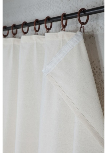 Naturel Fırfırlı Dantelli Perde Vintage Krem