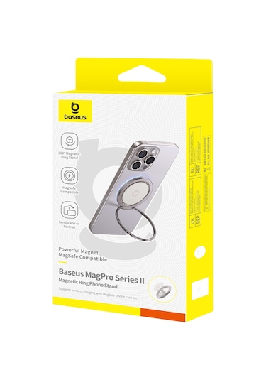 Baseus Magpro Series Iı Manyetik Halkalı Telefon Standı 360 Döndürme Magsafe Kickstand İle Uyumlu Titanyum