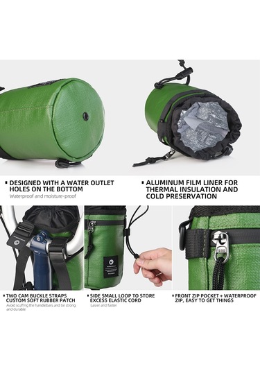 Rhınowalk Rk24933 Polyester Bisiklet Gidon Kök Çantası - Ordu Yeşil