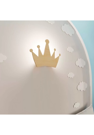 Simaavize Çocuk Şarjlı Aplik/gece Lambası - Gün Işığı Taç Ahşap