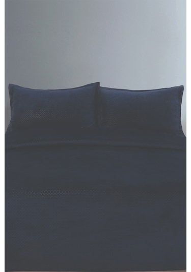 Zebra Casa Scala Lacivert Çift Kişilik Yatak Örtüsü Seti Lacivert