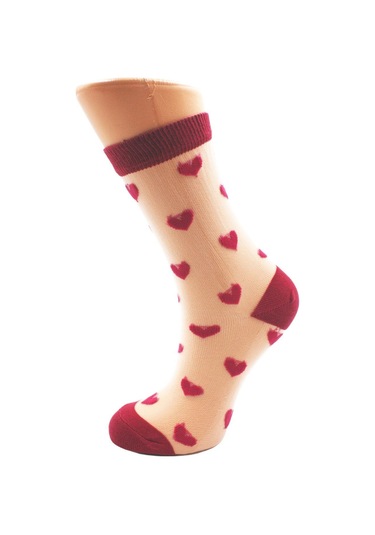 Kadın Desenli Tül Çorap Bordo