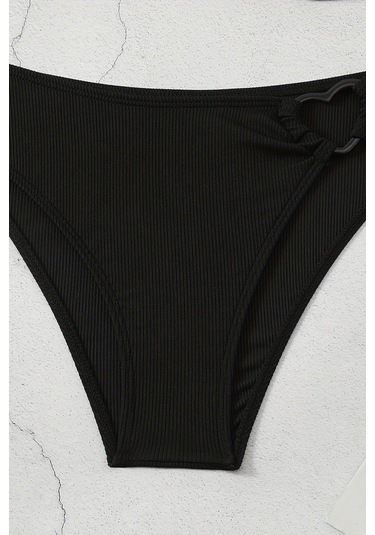 Angelsin Kalp Aksusuarlı Bikini Takım Çıkartılabilir Kaplı Siyah