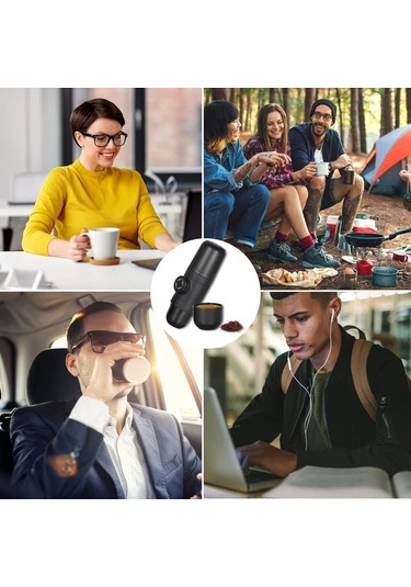 Honeybeeshop Manuel Espresso Makinesi Elektriksiz Taşınabilir Kamp Seyahat İçin Siyah Siyah