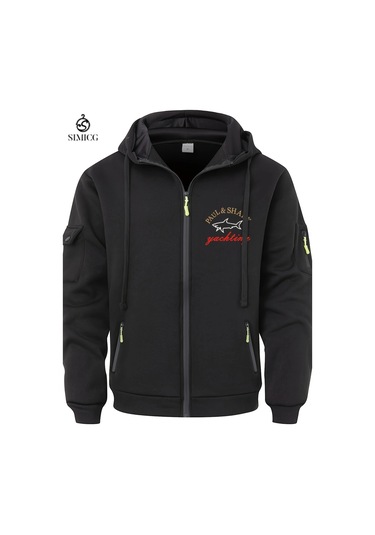 Erkek Sonbahar Ve Kış Fermuarlı Kapüşonlu Sweatshirt Lacivert