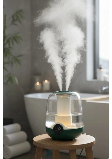 Glr K07 Yeşil Çift Spreyli Ultrasonik Sessiz Hava Nemlendirici Ve Gece Lambası 3l Kapasite