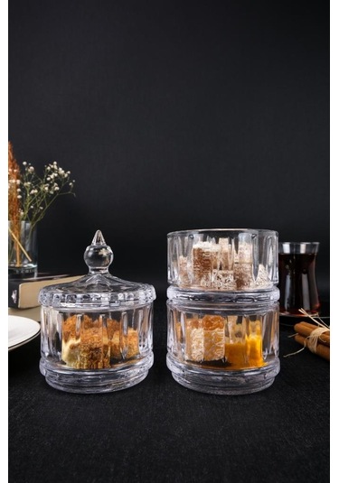 Digithome 3 Katlı Cam Sunumluk Kurabiyelik Şekerlik Lokumluk 8 Cm Ku.mpp.003 C1-1-288