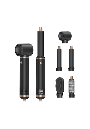 Tcherchi Çok İşlevli 5'i Bir Arada Gürültüsüz, Saç Kurutma Makinesi Saç Şekillendirici Seti Siyah