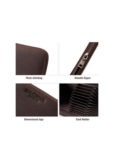 Sones Humerpaul Bp816 Rfıd Anti-Manyetik Erkek Uzun Cüzdan İş Retro Çoklu Kart Solt Çanta Kahverengi