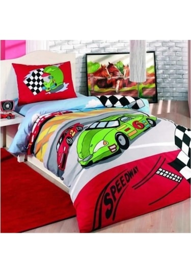 Taç Speedway Ranforce Tek Kişilik Nevresim Takımı Kırmızı