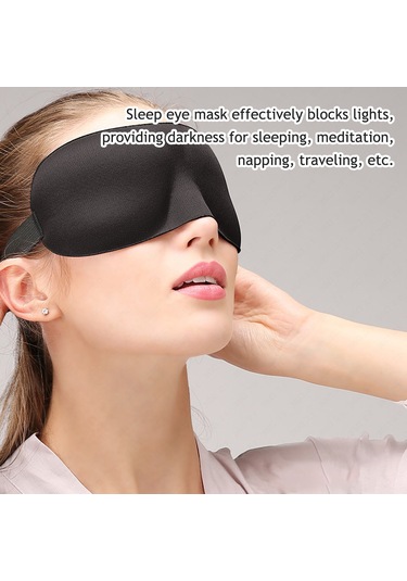 Samdoo Uyku Göz Maskesi 3'lü Set - 3d立体, Hava Geçirgen, Ultra İnce + Su Geçirmez Saklama Çantası + Gürültü Engelleyici Earpluglar Siyah