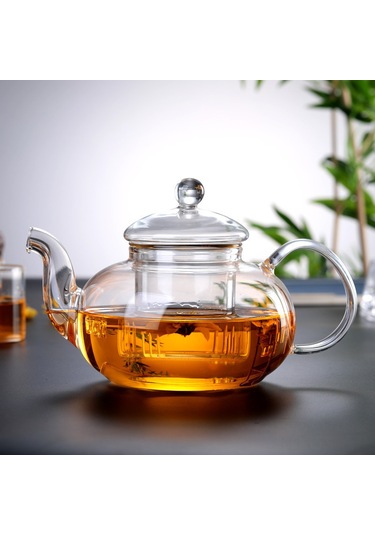 Mufunye Ev Kullanıma Uygun 1200ml Yüksek Kaliteli Borosilikat Cam Çay Potu - Filtreli, Dayanıklı Ve Pratik Çay Hazırlama Seti Renkli