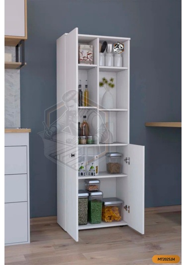 Tamamı Mdf 2 Kapaklı Ve Açık Raflı Çok Amaçlı Mutfak Dolabı/kavan