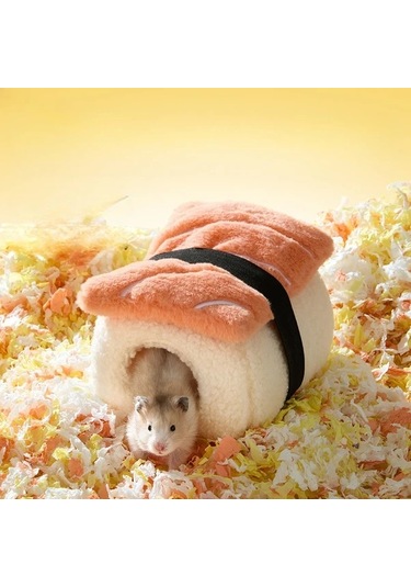 Elmpaly Kışın Sıcak Tutan Kırmızı Hamster Sushi Yuvası Golden Bear Ve Sugar Glider Kışlık Barınak