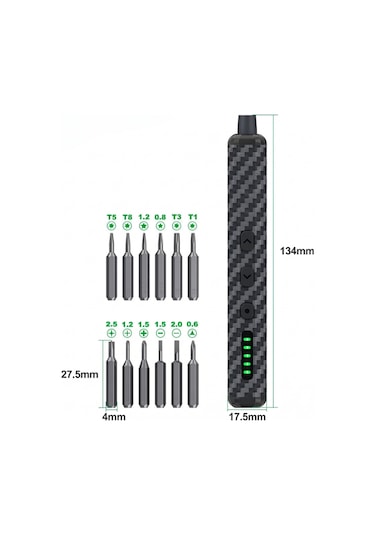 Profesyonel 12 Uçlu Şarjlı Hassas Tamir Tornavida Seti Type-c Elektrikli Mini Tornavida Telefon Saat Gözlük Uyumlu