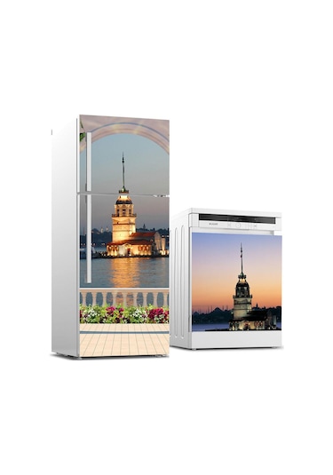 Buzdolabı Ve Bulaşık Makinası Beyaz Eşya Sticker Kaplama Kız Kulesi