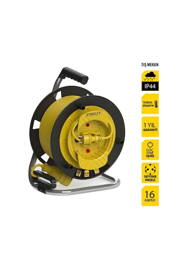 Stanley ST-G5015+2 Makaralı Kablo 50 Mt, 3x1.5mm, 1 Prizli, IP44