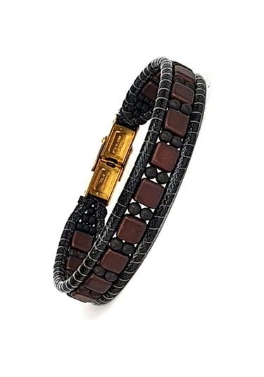 Hematit Ve Mat Oniks Taşlı Tasarım El Işi Doğal Taş  Bileklik