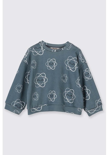 Panço Desenli Petrol Kız Çocuk Sweatshirt 2521gb08009 Petrol