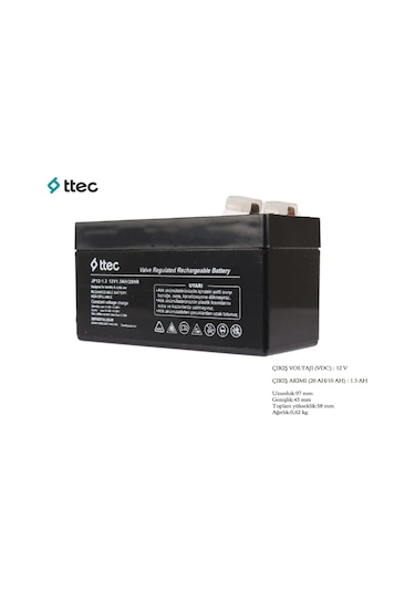 12 Volt 1.3A Akü -12V 1.3 Ah Bakımsız Kuru Akü 2024 Üretim