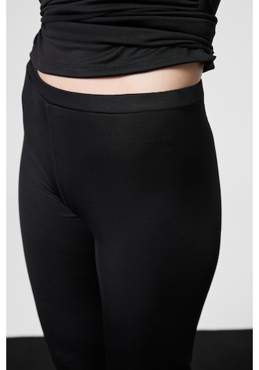 Grımelange Lorelıs Kadın Esnek Kumaşlı Geniş Paçalı Dikiş Detaylı Siyah Pantolon siyah