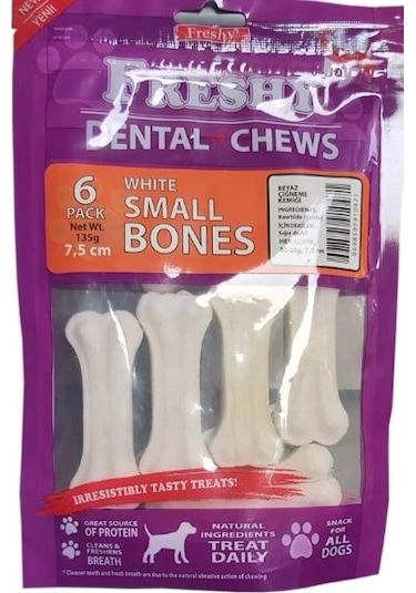 Freshy Dental Small Bones Beyaz Çiğneme Kemiği 7.5 CM 6'lı