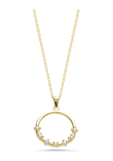 Sefa Gold 14 Ayar Altın Taşlı Daire Kolye