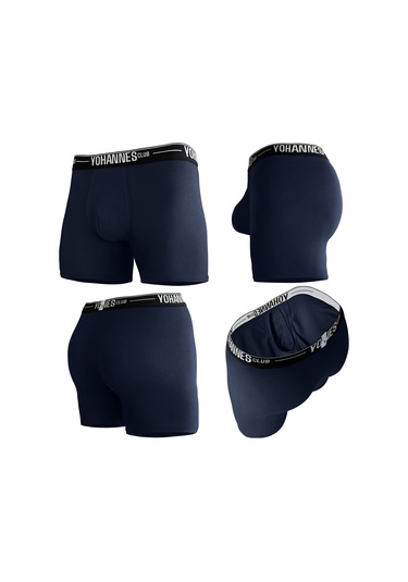 Yohannes Club, Erkek Özel Bölmeli Pamuklu Boxer, Renk Seçenekli, Tekli Paket Lacivert