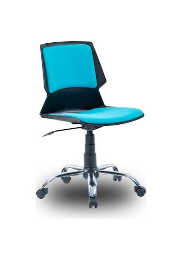 Ofiscombin Ofis Büro Metal Ayaklı Döner Tekerli Ders Çalışma Sandalyesi Turkuaz Kumaş 00047499885