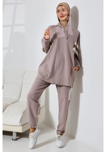 Kadın Mevsimlik Penye Alt Üst Spor Ve Rahat Ikili Tunik Pantolon Şık Tesettür Takım Taş