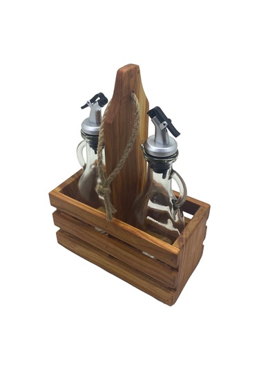 Ahşap Doğal 2li Tombul Set Yağdanlık Ve Sosluk Takımı Set Kiraz 1 Set Ahşap