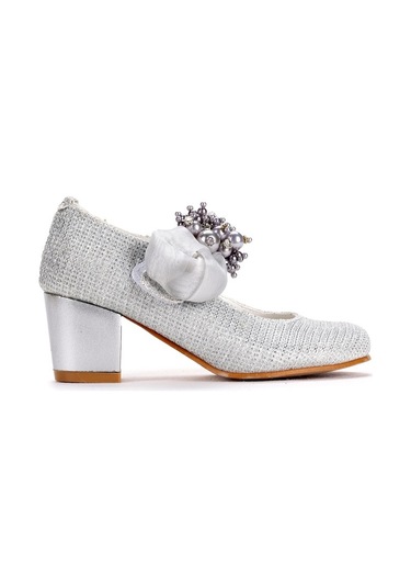 Kiko 751 Çupra Günlük Kız Çocuk 4 Cm Topuk Babet Ayakkabı Gümüş Gümüş