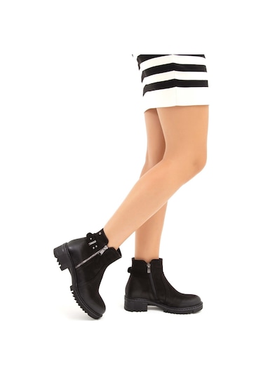 Tamer Tanca Kadın Hakiki Deri Siyah Nubuk Günlük Bot 322 1950807 Bn Bot Sk21-22 Sıyah Nubuk