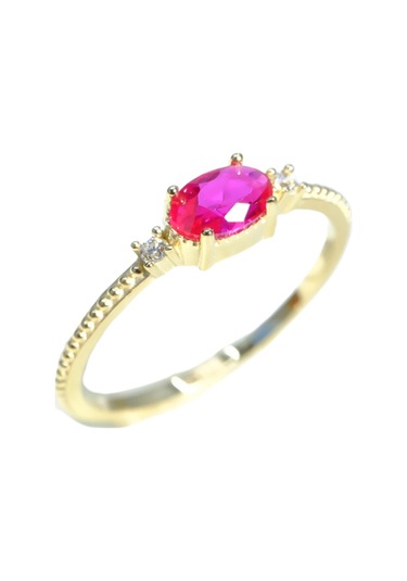 Oval Kesim Yakut Taşı Yan Zirkon Taşlı Modern Tasarım 925 Ayar Gümüş Yüzük Tektaş Günlük-hediyelik