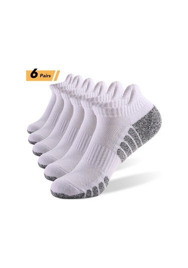 Monyee 6 Çift Beyaz M Bileklik Spor Çorapları - Outdoor Yürüyüş, Koşu, Dağcılık İçin Yumuşak, Neme Dayanıklı, Teri Emici Beyaz
